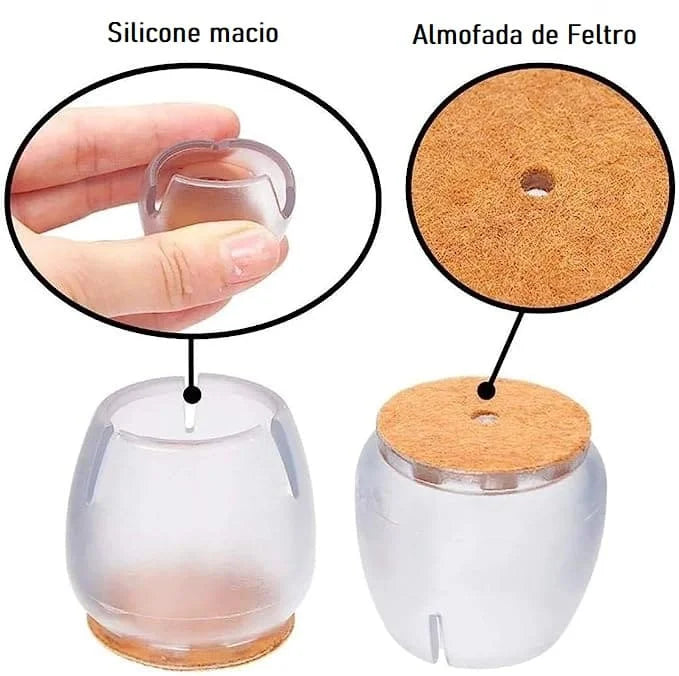 Protetor de Pés de Cadeira em Silicone - Kit 16 peças