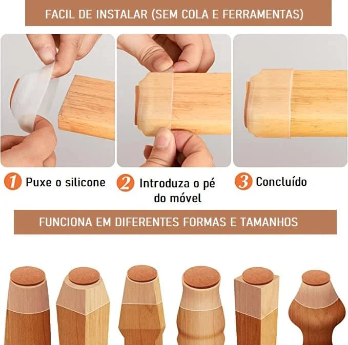 Protetor de Pés de Cadeira em Silicone - Kit 16 peças