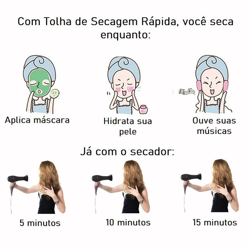 Toalha de Cabelo de Secagem Rápida