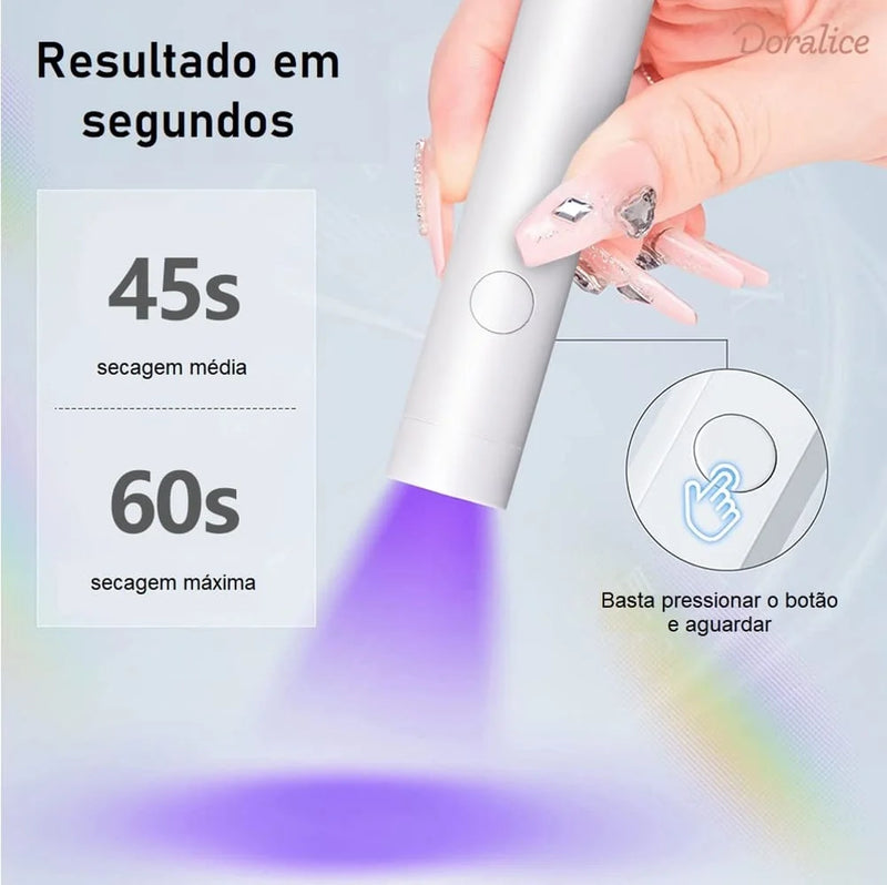 KIT LED Portátil + Unhas Adesivas em gel