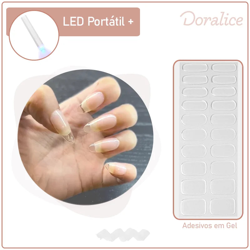 KIT LED Portátil + Unhas Adesivas em gel