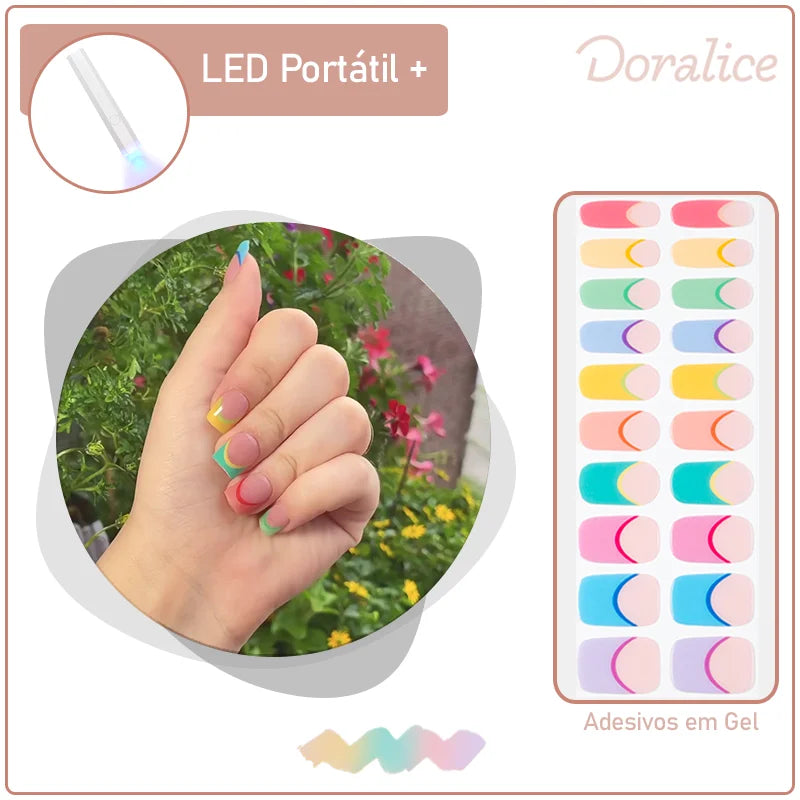 KIT LED Portátil + Unhas Adesivas em gel