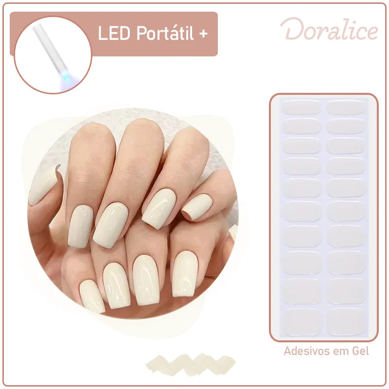 KIT LED Portátil + Unhas Adesivas em gel