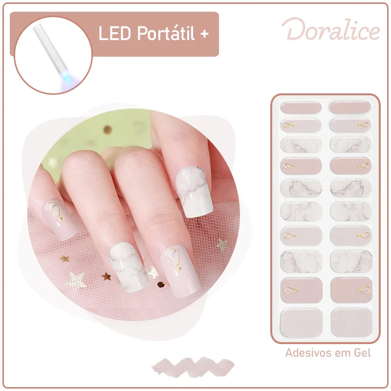 KIT LED Portátil + Unhas Adesivas em gel