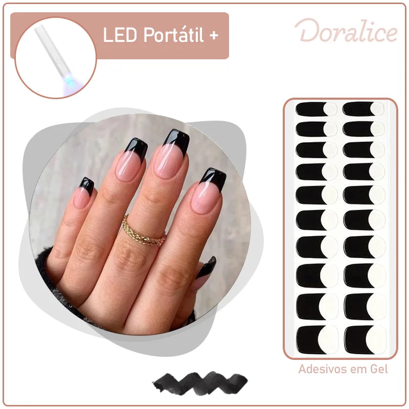 KIT LED Portátil + Unhas Adesivas em gel